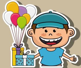 Cute kids sticker vector design 01