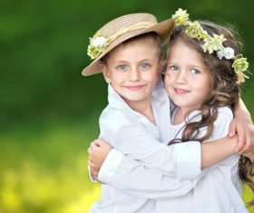 Cute little girl with little boy Stock Photo