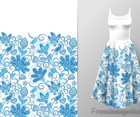 Decor seamless patter with dress mockup vector 02