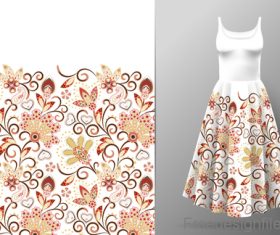 Decor seamless patter with dress mockup vector 04