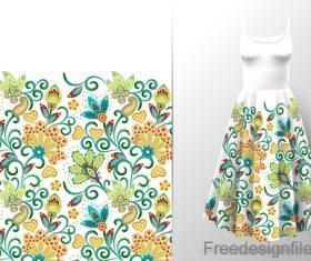 Decor seamless patter with dress mockup vector 08