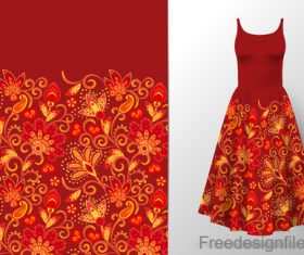 Decor seamless patter with dress mockup vector 09