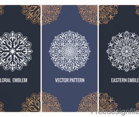 Decorative pattern with card template vector 02