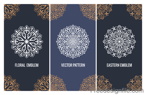 Decorative pattern with card template vector 02