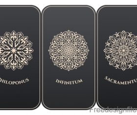 Decorative pattern with card template vector 04