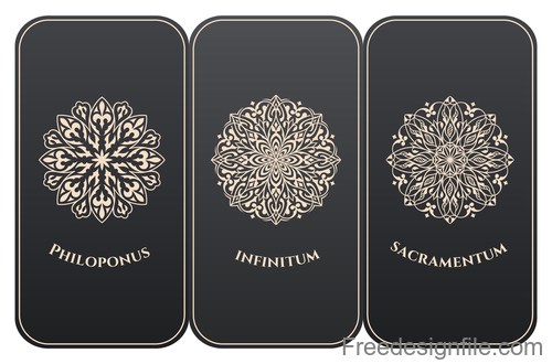 Decorative pattern with card template vector 04