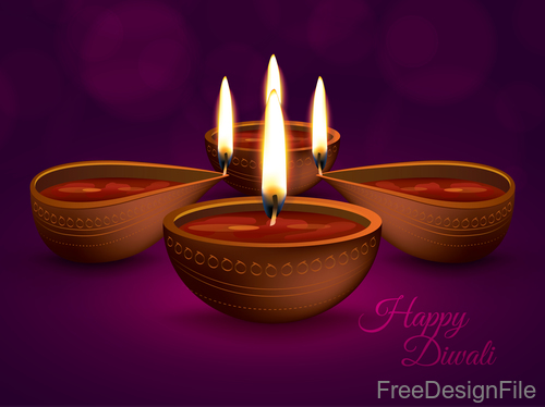 Diwali Holiday vector illustration with burning design 01