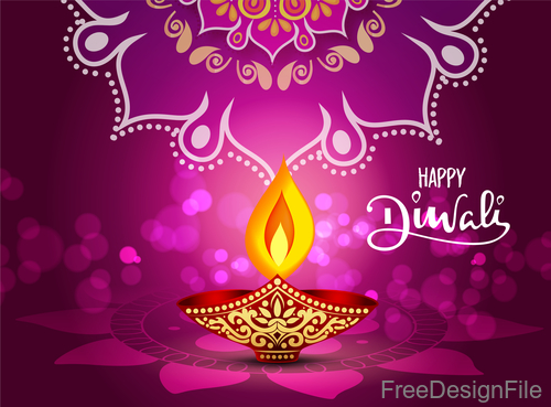 Diwali decor with purple background vectors
