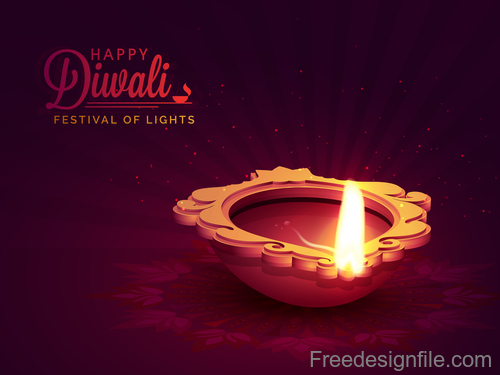 Diwali festival background design with candle vector 01