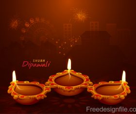 Diwali festival background design with candle vector 02