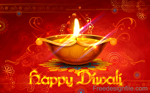 Diwali festival background design with candle vector 03