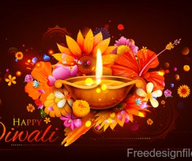 Diwali festival background design with candle vector 04