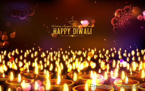 Diwali festival background design with candle vector 05