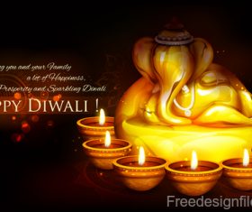 Diwali festival background design with candle vector 06