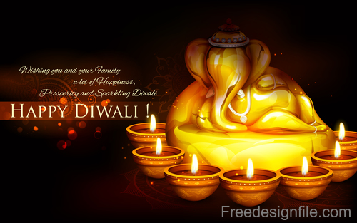 Diwali festival background design with candle vector 06