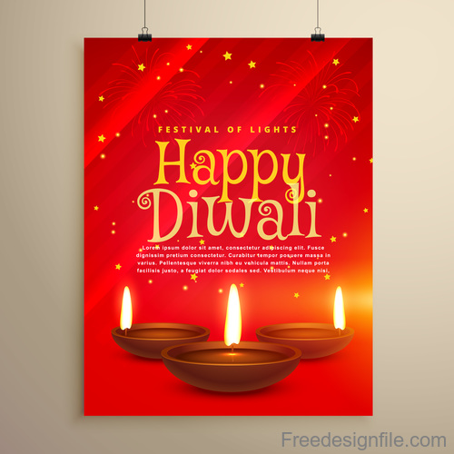 Diwali festival flyer template vector 02