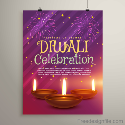 Diwali festival flyer template vector 03