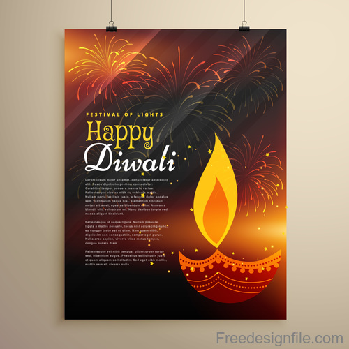 Diwali festival flyer template vector 04