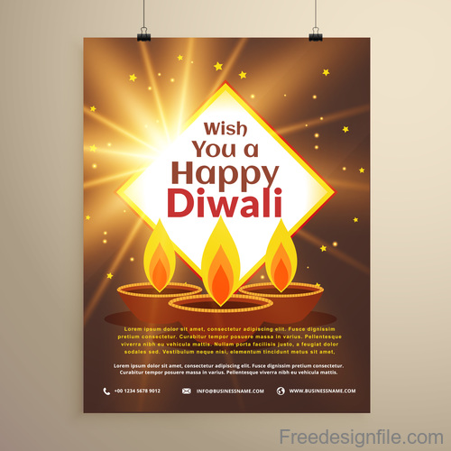 Diwali festival flyer template vector 07