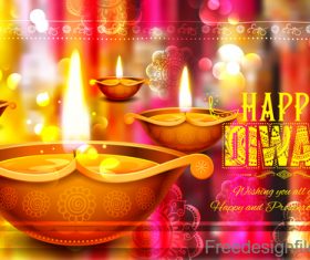 Diwali festival with blurs background vector 01