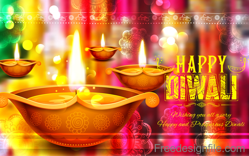 Diwali festival with blurs background vector 01