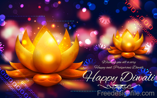Diwali festival with blurs background vector 02