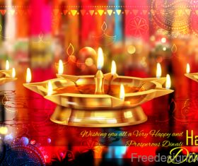 Diwali festival with blurs background vector 03