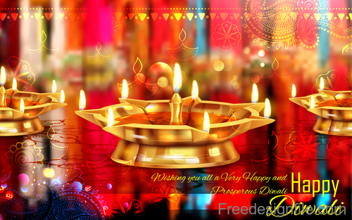 Diwali festival with blurs background vector 03