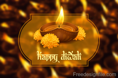 Diwali festival with blurs background vector 05