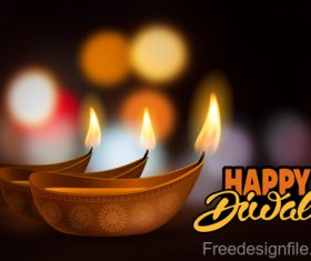 Diwali festival with blurs background vector 06