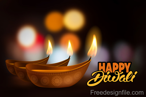 Diwali festival with blurs background vector 06