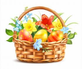 Easter Basket With Eggs vector