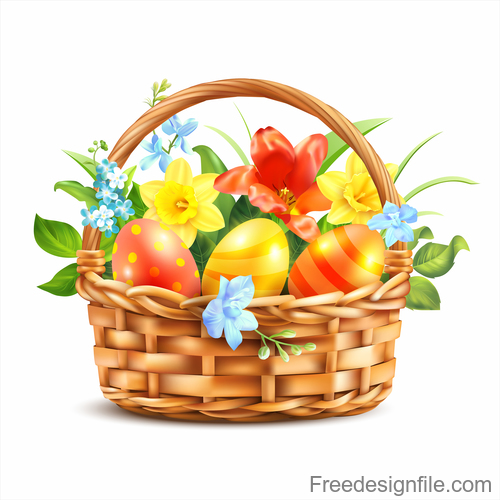 Easter Basket With Eggs vector