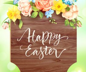 Easter Board Flower Garland vector