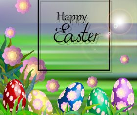 Easter background with text frame vector 01
