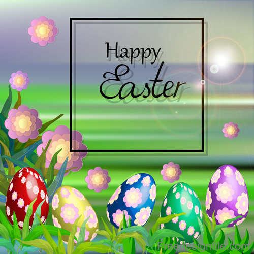 Easter background with text frame vector 01
