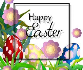 Easter background with text frame vector 02