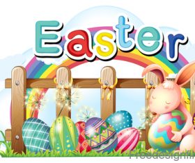 Easter card cartoon design vector