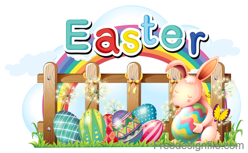 Easter card cartoon design vector