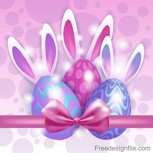 Easter card colored egg illustration vector 01