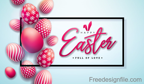 Easter card design with colored egg vectors material 01