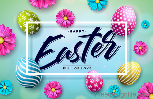 Easter card design with colored egg vectors material 03