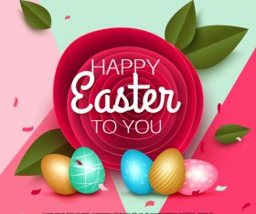 Easter card with paper flower design vector