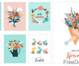 Easter decor card vector material set