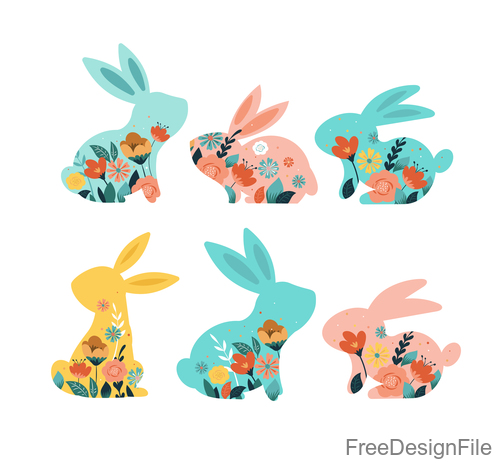 Easter decor rabbit illustration vector 02