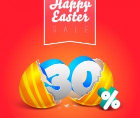 Easter discount sale with red background vector