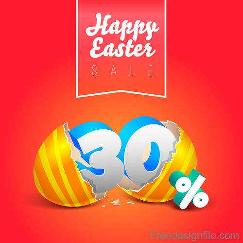 Easter discount sale with red background vector