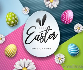 Easter egg card with whtie flower vector