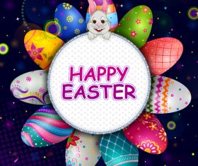 Easter egg rabbit card design vector
