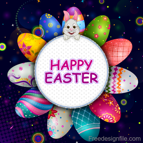 Easter egg rabbit card design vector